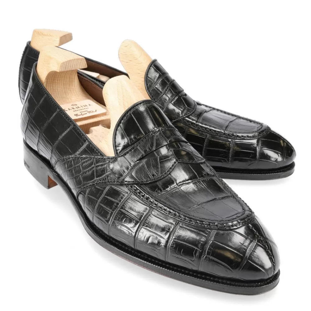 Fashion Carmina ALLIGATOR MOCASINES DE BANDA 80585 UETAM EE NEGRO