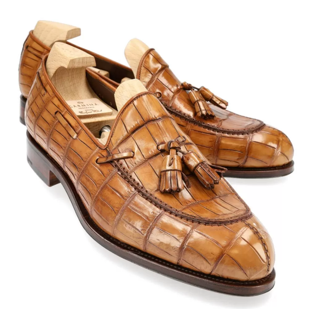 Fashion Carmina ALLIGATOR MOCASINES DE HOMBRE CON BORLAS 734 FOREST CUERO