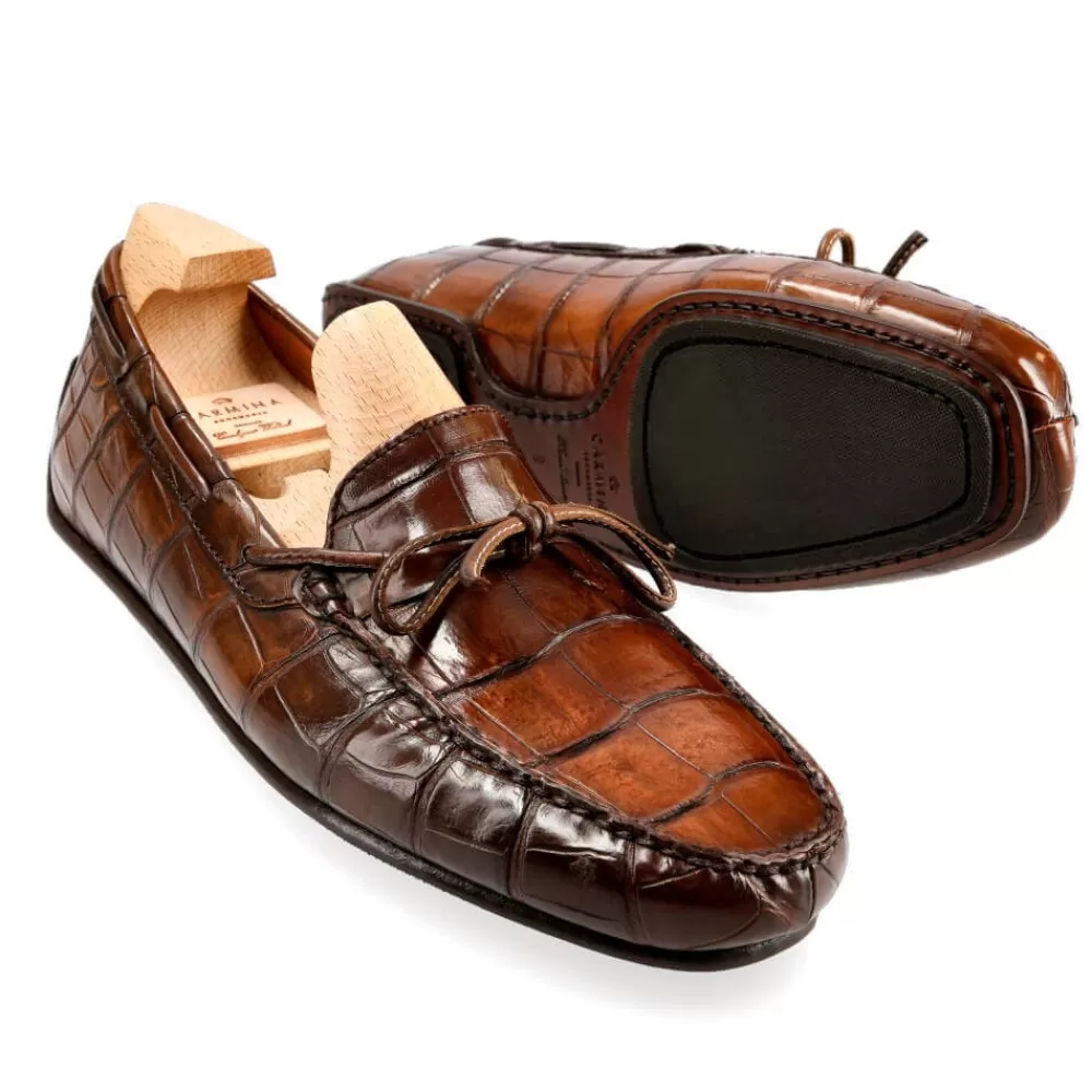 Fashion Carmina ALLIGATOR MOCASÍN DRIVER 80802 MARIVENT WALNUT