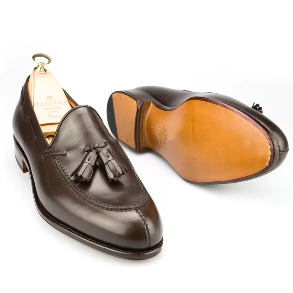 Shop Carmina MOCASINES DE HOMBRE CON BORLAS 734 FOREST MARRON