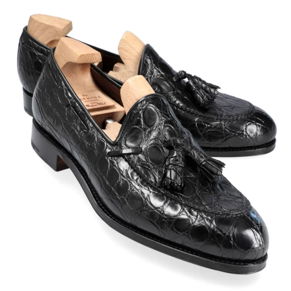 Best Carmina MOCASINES DE HOMBRE CON BORLAS COCODRILO 734 FOREST NEGRO