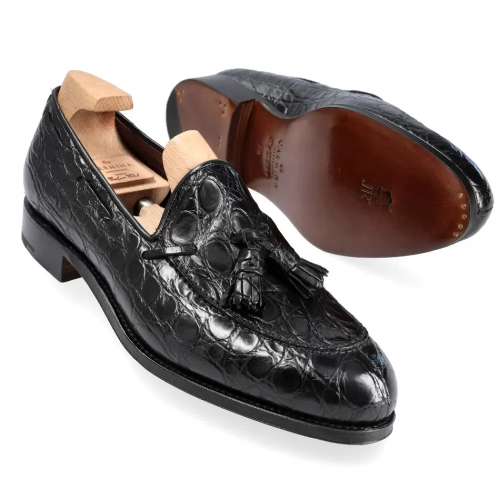 Best Carmina MOCASINES DE HOMBRE CON BORLAS COCODRILO 734 FOREST NEGRO